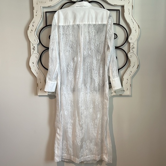 CHICO'S EMBROIDERED LONG SLEEVE DUSTER WHITE SIZE ONE SIZE - Picture 9 of 10